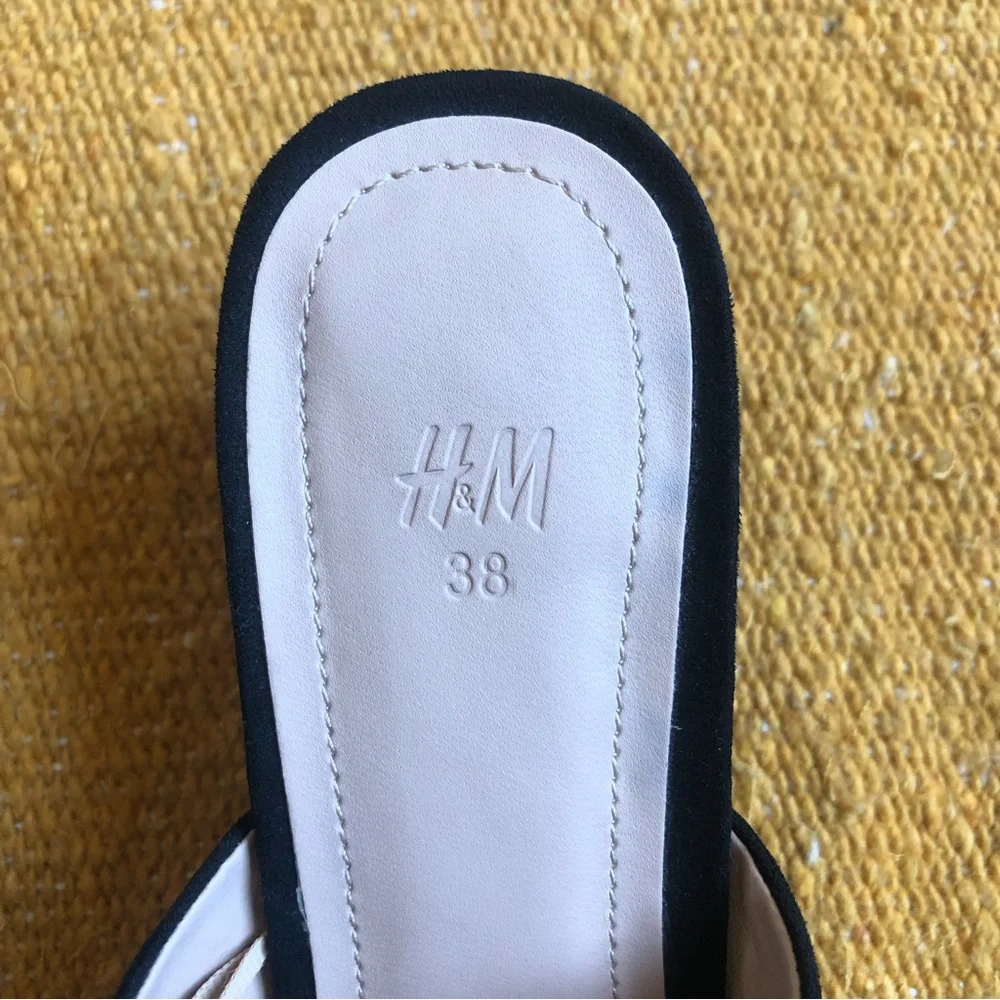 H&M Black Suede Mules Size 38 - Picture 6 of 6